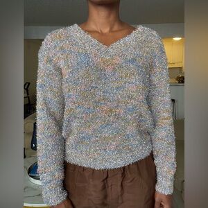 Multicolor v-neck knit sweater